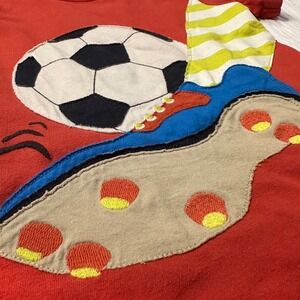 Mini Boden Short Sleeve‎ Tshirt Soccer Applique Brick Red/Orange Cotton Boys 3-4